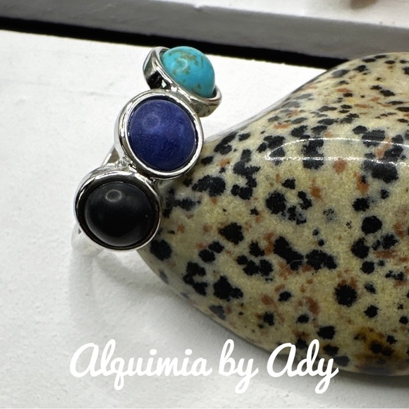 Alquimia by Ady Silver Ring with Blue, Black, and Turquoise Stones - Picture 1 of 5